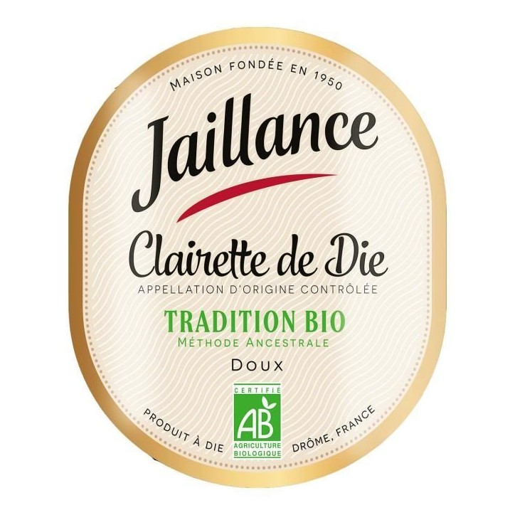 Clairette de Die Bio - Doux 8% - Jaillance Tradition - 75cl