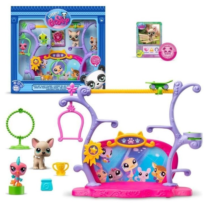 BANDAI - Littlest Pet Shop - Coffret Pets Got Talent - Ensemble de jeu avec 2 animaux, décor et accessoires - BF00558 BANDAI - Littlest Pet Shop - Coffret Pets Got Talent - Ensemble de jeu avec 2 animaux, décor et accessoires - BF00558