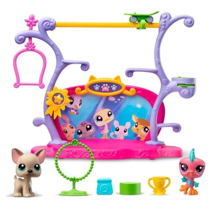 BANDAI - Littlest Pet Shop - Coffret Pets Got Talent - Ensemble de jeu avec 2 animaux, décor et accessoires - BF00558 BANDAI - Littlest Pet Shop - Coffret Pets Got Talent - Ensemble de jeu avec 2 animaux, décor et accessoires - BF00558