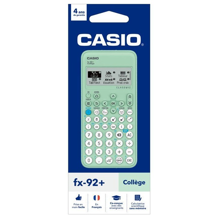 Calculatrice scientifique - CASIO - FX-92+ College - Vert Calculatrice scientifique - CASIO - FX-92+ College - Vert