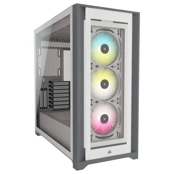 Boîtier PC - CORSAIR - CC-9011213-WW - ATX iCUE 5000X RGB - Moyen-tour intelligent en verre trempé - Blanc Boîtier PC - CORSAIR - CC-9011213-WW - ATX iCUE 5000X RGB - Moyen-tour intelligent en verre trempé - Blanc