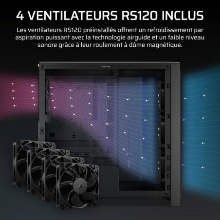 Boîtier PC - CORSAIR - FRAME 4000X RS - Moyen Tour - 4 ventilateurs RS120 - Noir