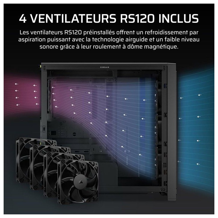 Boîtier PC - CORSAIR - FRAME 4000X RS - Moyen Tour - 4 ventilateurs RS120 - Noir Boîtier PC - CORSAIR - FRAME 4000X RS - Moyen Tour - 4 ventilateurs RS120 - Noir