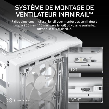 Boîtier PC - CORSAIR - FRAME 4000X RS - Moyen Tour - 4 ventilateurs RS120 - Blanc
