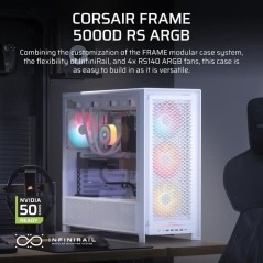 Boitier PC - CORSAIR - FRAME 5000D Mid-Tower Airflow Case - Radiateur jusqu'a 420 mm - Blanc