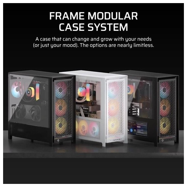 Boitier PC - CORSAIR - FRAME 5000D Mid-Tower Airflow Case - Radiateur jusqu'a 420 mm - Blanc Boitier PC - CORSAIR - FRAME 5000D Mid-Tower Airflow Case - Radiateur jusqu'a 420 mm - Blanc