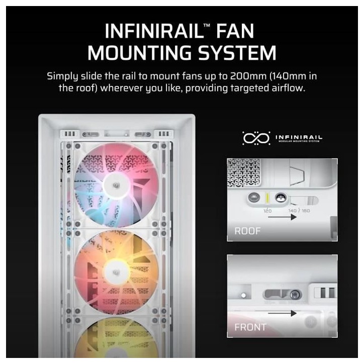 Boitier PC - CORSAIR - FRAME 5000D Mid-Tower Airflow Case - Radiateur jusqu'a 420 mm - Blanc Boitier PC - CORSAIR - FRAME 5000D Mid-Tower Airflow Case - Radiateur jusqu'a 420 mm - Blanc