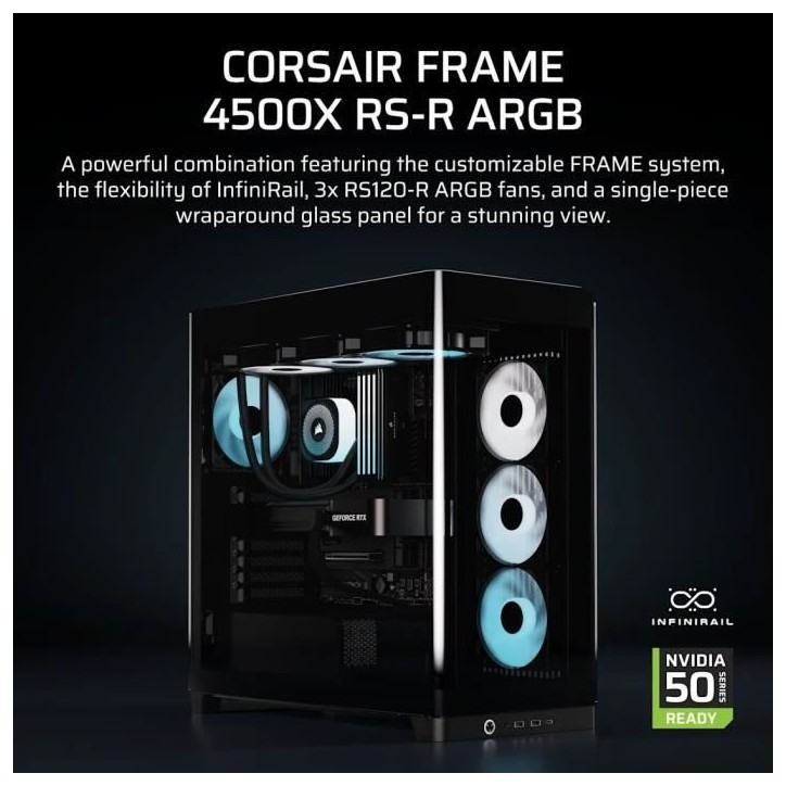 Boitier PC - CORSAIR - FRAME 4500X RS-R ARGB Tempered Glass Mid-Tower - 2 radiateurs - Noir