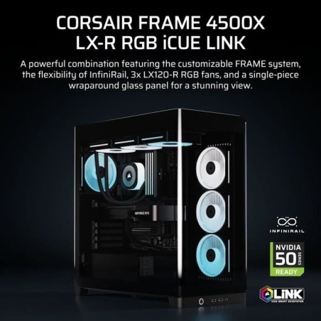 Boitier PC - CORSAIR - FRAME 4500X LX-R RGB Tempered Glass Mid-Tower - 2 radiateurs - Noir