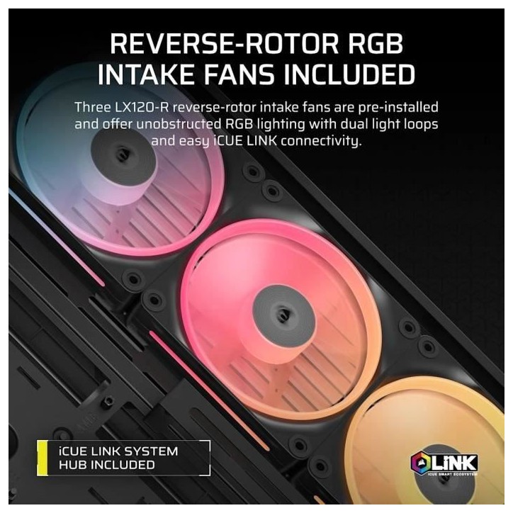 Boitier PC - CORSAIR - FRAME 4500X LX-R RGB Tempered Glass Mid-Tower - 2 radiateurs - Noir