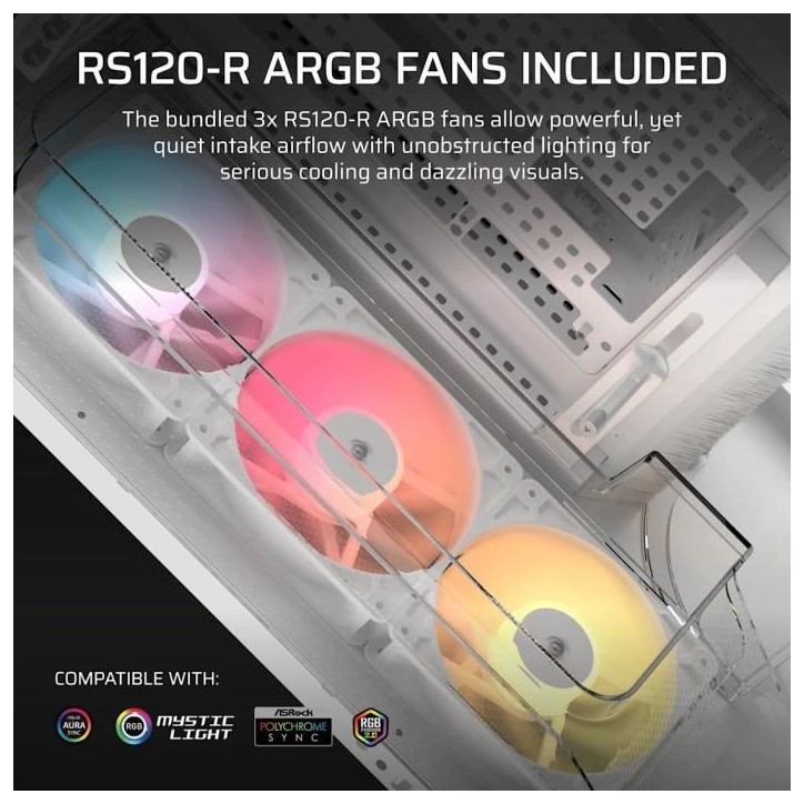 Boitier PC - CORSAIR - AIR 5400 RS-R ARGB Tempered Glass Mid-Tower - Ventilateurs RGB a rotor inversé - Blanc Boitier PC - CORSAIR - AIR 5400 RS-R ARGB Tempered Glass Mid-Tower - Ventilateurs RGB a rotor inversé - Blanc