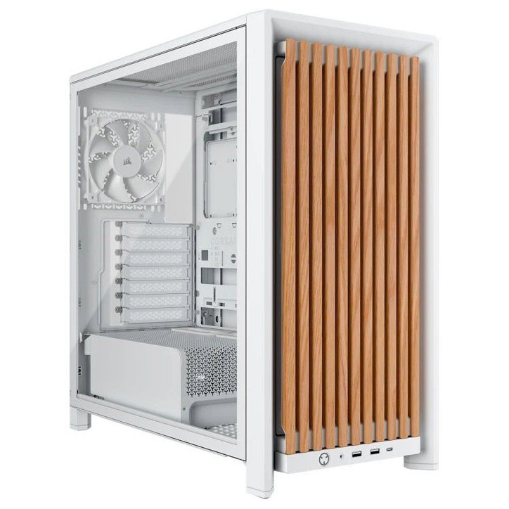 Boîtier PC - CORSAIR - FRAME 4000X RS - Moyen Tour - 4 ventilateurs RS120 - Blanc/bois clair