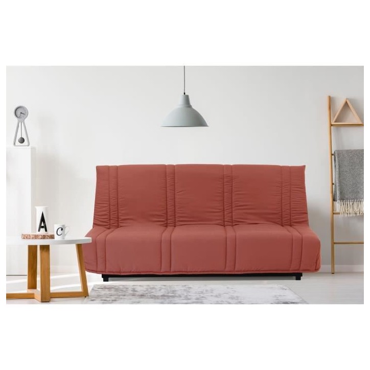 Banquette clic clac 3 places - Terracotta - 100% coton - L 193 x P 92 cm - LENA Banquette clic clac 3 places - Terracotta - 100% coton - L 193 x P 92 cm - LENA