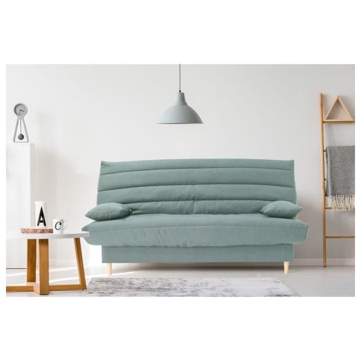 Clic clac 3 places - vert amande - Couchage 125x190 cm - Avec coussins