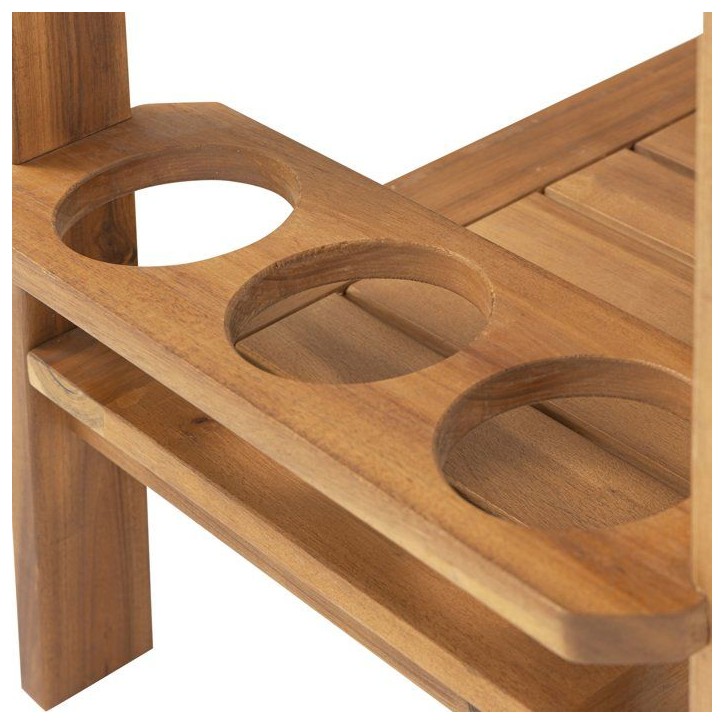 Desserte de jardin a roulettes en bois d'acacia FSC - SOLIS - Avec porte-bouteilles - Bois naturel - 94 x 49,3 x 74 cm Desserte de jardin a roulettes en bois d'acacia FSC - SOLIS - Avec porte-bouteilles - Bois naturel - 94 x 49,3 x 74 cm
