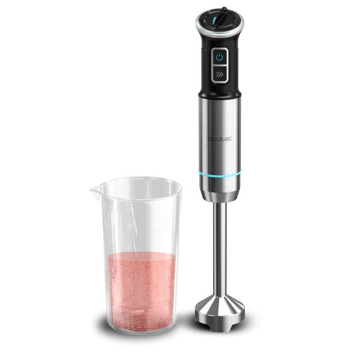 Mixeur plongeant - CECOTEC - Power Neutron - 1100 W - Lame avec 4 feuilles - Verre 800 ml - Noir / Inox Mixeur plongeant - CECOTEC - Power Neutron - 1100 W - Lame avec 4 feuilles - Verre 800 ml - Noir / Inox