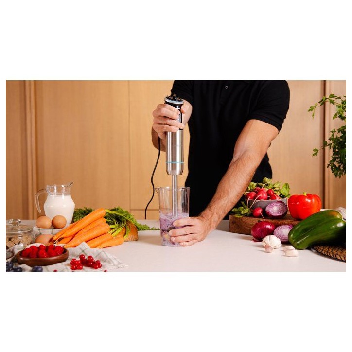 Mixeur plongeant - CECOTEC - Power Neutron - 1100 W - Lame avec 4 feuilles - Verre 800 ml - Noir / Inox Mixeur plongeant - CECOTEC - Power Neutron - 1100 W - Lame avec 4 feuilles - Verre 800 ml - Noir / Inox