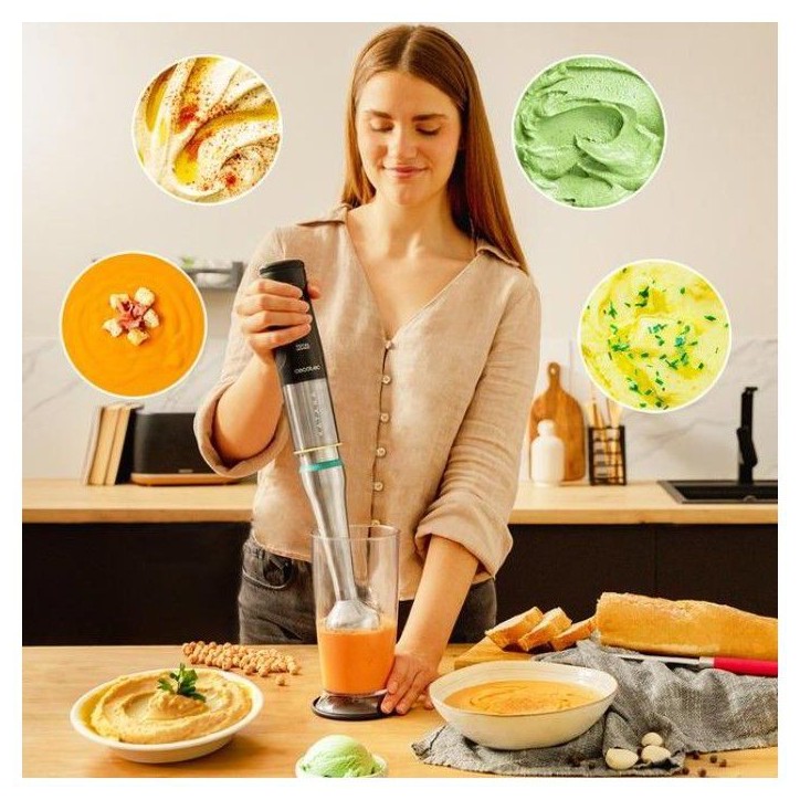 Mixeur plongeant - CECOTEC - Katana 15 Cream B - 1500 W - Lame avec 4 feuilles - Verre 800 ml - Noir Mixeur plongeant - CECOTEC - Katana 15 Cream B - 1500 W - Lame avec 4 feuilles - Verre 800 ml - Noir