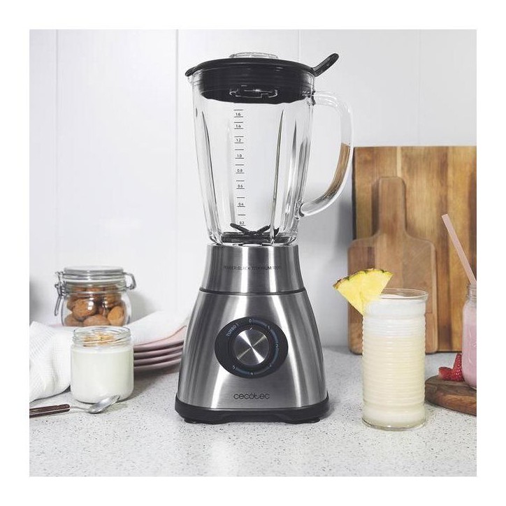 Mixeur - CECOTEC - Power Black Titanium - 2500 W - 1,8 L - Bol en verre - Inox / Noir Mixeur - CECOTEC - Power Black Titanium - 2500 W - 1,8 L - Bol en verre - Inox / Noir