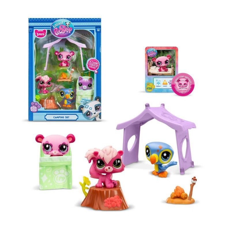 Pack a theme 3 Pets - BANDAI - Littlest Pet Shop Camping - Animaux et Pack a theme 3 Pets - BANDAI - Littlest Pet Shop Camping - Animaux et