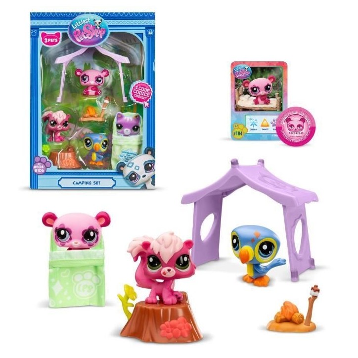 Pack a theme 3 Pets - BANDAI - Littlest Pet Shop Camping - Animaux et accessoires Pack a theme 3 Pets - BANDAI - Littlest Pet Shop Camping - Animaux et accessoires