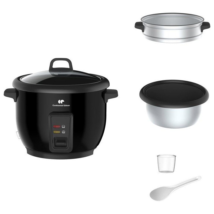 Cuiseur a riz - CONTINENTAL EDISON - CECR18B - 700 W - 1,8 L - Avec Panier vapeur - Fonction maintien au chaud - Inox Cuiseur a riz - CONTINENTAL EDISON - CECR18B - 700 W - 1,8 L - Avec Panier vapeur - Fonction maintien au chaud - Inox