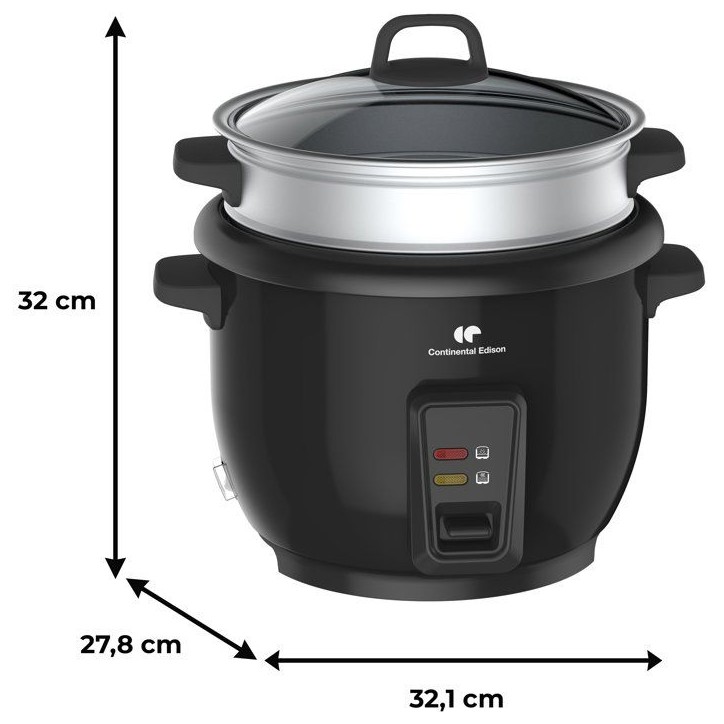 Cuiseur a riz - CONTINENTAL EDISON - CECR18B - 700 W - 1,8 L - Avec Panier vapeur - Fonction maintien au chaud - Inox Cuiseur a riz - CONTINENTAL EDISON - CECR18B - 700 W - 1,8 L - Avec Panier vapeur - Fonction maintien au chaud - Inox