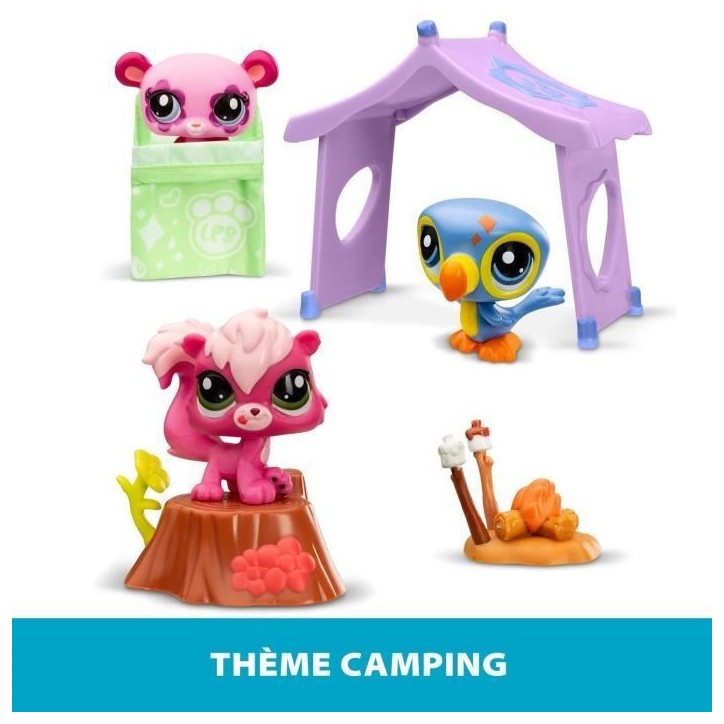 Pack a theme 3 Pets - BANDAI - Littlest Pet Shop Camping - Animaux et accessoires Pack a theme 3 Pets - BANDAI - Littlest Pet Shop Camping - Animaux et accessoires