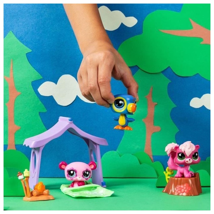 Pack a theme 3 Pets - BANDAI - Littlest Pet Shop Camping - Animaux et accessoires Pack a theme 3 Pets - BANDAI - Littlest Pet Shop Camping - Animaux et accessoires
