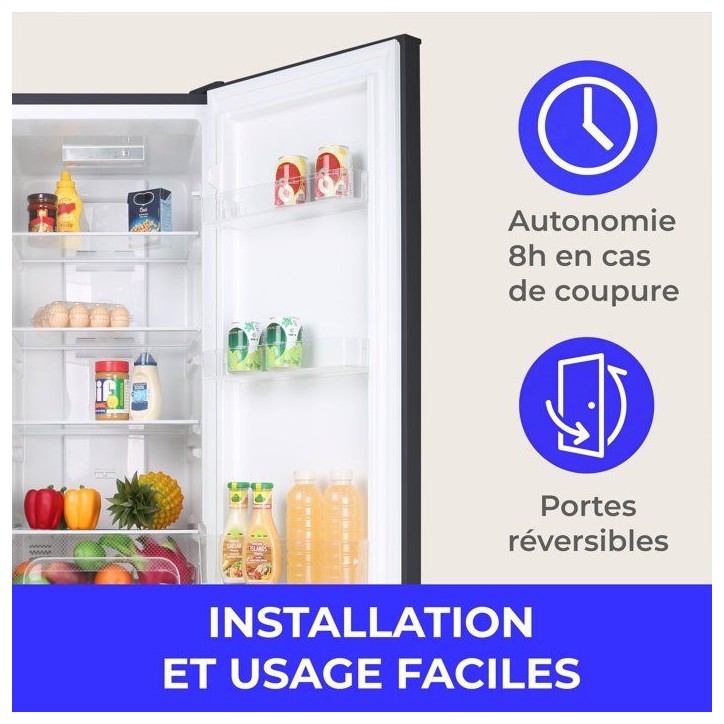 Réfrigérateur combiné - CONTINENTAL EDISON - CEFC225NFB -225L - Total No Frost(Sans givre) - Classe E - L48,5 x P60x H175 cm Réfrigérateur combiné - CONTINENTAL EDISON - CEFC225NFB -225L - Total No Frost(Sans givre) - Classe E - L48,5 x P60x H175 cm