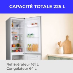 Réfrigérateur combiné - CONTINENTAL EDISON - CEFC225NFS - 225L - Total No Frost(Sans givre) - L48,5 x P60 x H175 cm-Classe E