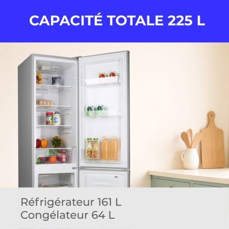 Réfrigérateur combiné - CONTINENTAL EDISON - CEFC225NFS - 225L - Total No Frost(Sans givre) - L48,5 x P60 x H175 cm-Classe E