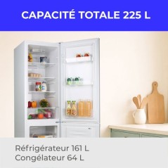 Réfrigérateur combiné-CONTINENTAL EDISON - CEFC225NFW - 225L -Total No Frost (Sans givre) - Classe E - L48,5 x P60 x H175 cm