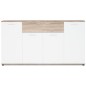 JACKY Buffet bas classique blanc et décor chene mat - L 160 cm