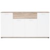 JACKY Buffet bas classique blanc et décor chene mat - L 160 cm