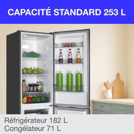 Réfrigérateur congélateur bas CONTINENTAL EDISON CEFC251NFS - Sans givre (congélateur et réfrigérateur) - 253L - Classe E