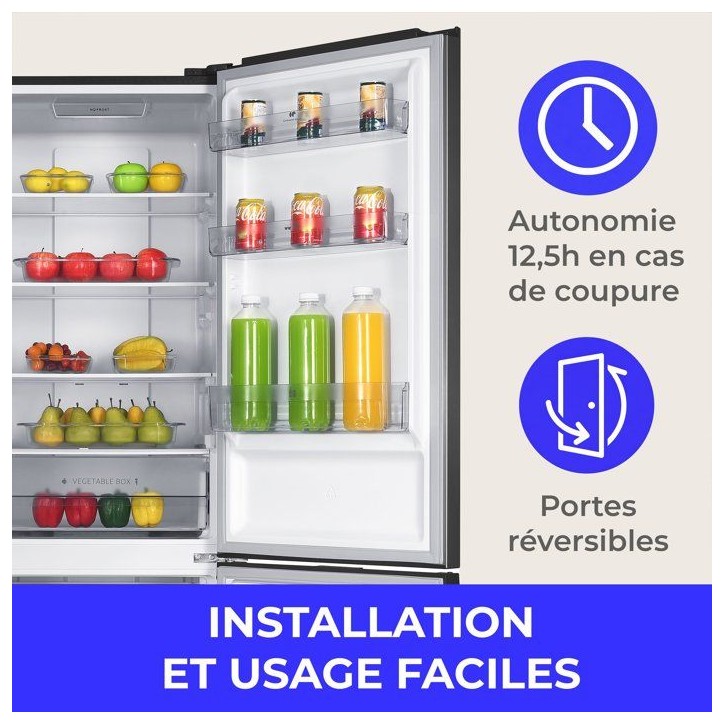 Réfrigérateur combiné - CONTINENTAL EDISON - CEFC400NFIXD - 402 L - Classe D - 60 x 68 x 186 cm - Inox