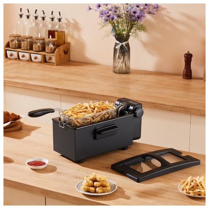 Friteuse - CONTINENTAL EDISON - CEFR3BLK - 3 L - 2000 W - 1 panier - Noir Friteuse - CONTINENTAL EDISON - CEFR3BLK - 3 L - 2000 W - 1 panier - Noir