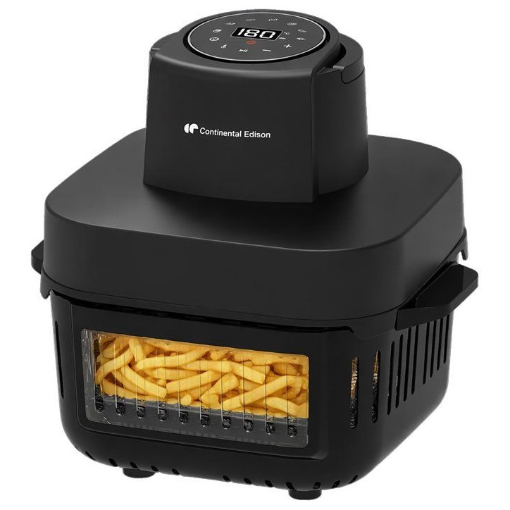 Friteuse a air sans huile en verre - CONTINENTAL EDISON - CEFR642G - 1600 W - 6 L et 4,2 L - Noir