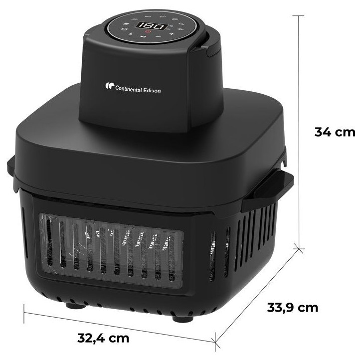 Friteuse a air sans huile en verre - CONTINENTAL EDISON - CEFR642G - 1600 W - 6 L et 4,2 L - Noir