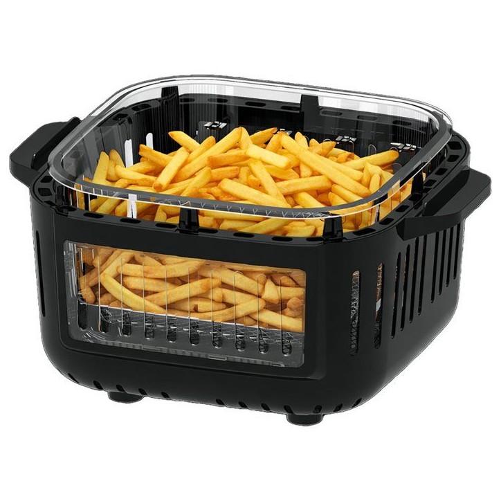 Friteuse a air sans huile en verre - CONTINENTAL EDISON - CEFR642G - 1600 W - 6 L et 4,2 L - Noir