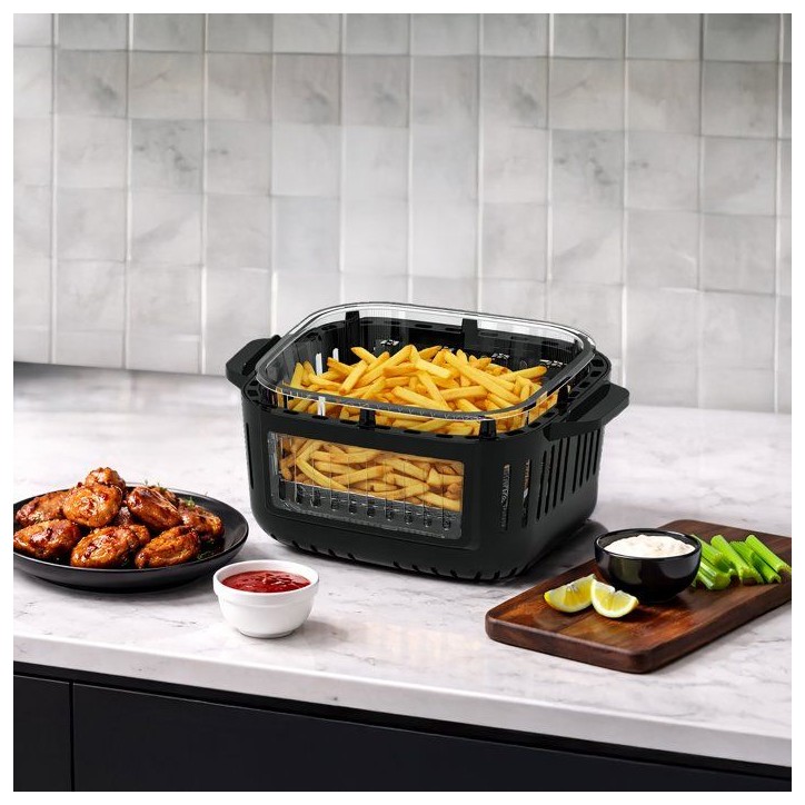 Friteuse a air sans huile en verre - CONTINENTAL EDISON - CEFR642G - 1600 W - 6 L et 4,2 L - Noir