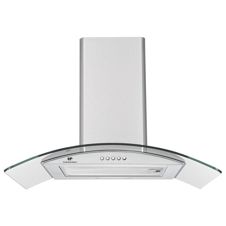 Hotte décorative - CONTINENTAL EDISON - CEH60GS2 - Classe A - 60 x 47 x 50/84 cm - Inox / Verre
