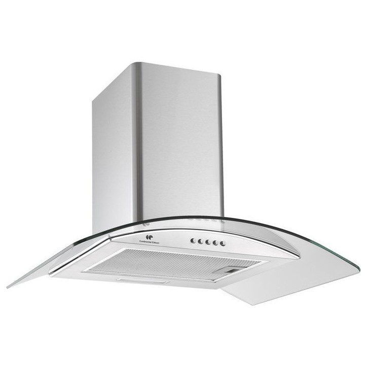 Hotte décorative - CONTINENTAL EDISON - CEH60GS2 - Classe A - 60 x 47 x 50/84 cm - Inox / Verre
