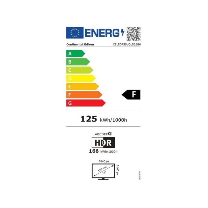 CONTINENTAL EDISON - CELED75SVQLD26B6 - TV QLED UHD 4K 75'' (189 cm) - SMART GOOGLE - 3xHDMI - 2xUSB CONTINENTAL EDISON - CELED75SVQLD26B6 - TV QLED UHD 4K 75'' (189 cm) - SMART GOOGLE - 3xHDMI - 2xUSB