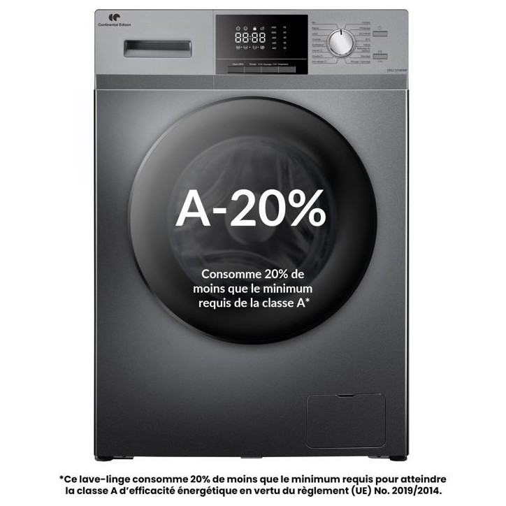 Lave-linge hublot - CONTINENTAL EDISON - CELL12140ISP - 12kg - Induction - 60 cm - 1400 trs/min - Silver Lave-linge hublot - CONTINENTAL EDISON - CELL12140ISP - 12kg - Induction - 60 cm - 1400 trs/min - Silver