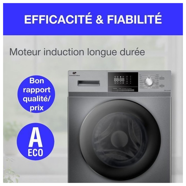 Lave-linge hublot - CONTINENTAL EDISON - CELL12140ISP - 12kg - Induction - 60 cm - 1400 trs/min - Silver Lave-linge hublot - CONTINENTAL EDISON - CELL12140ISP - 12kg - Induction - 60 cm - 1400 trs/min - Silver