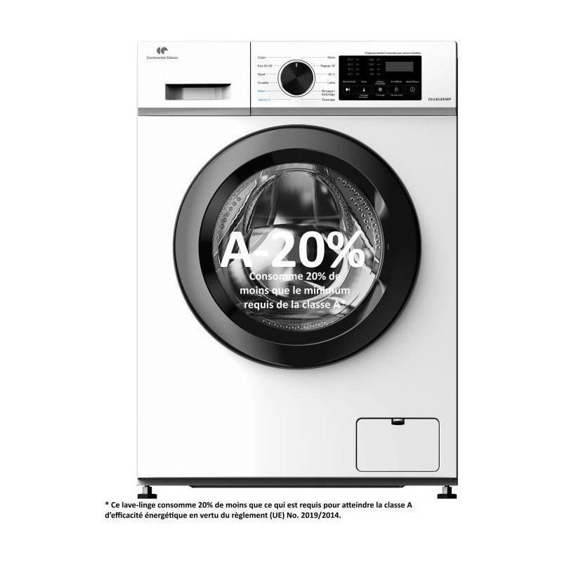 Lave-linge hublot CONTINENTAL EDISON CELL8120IWP - 8 kg - Induction -