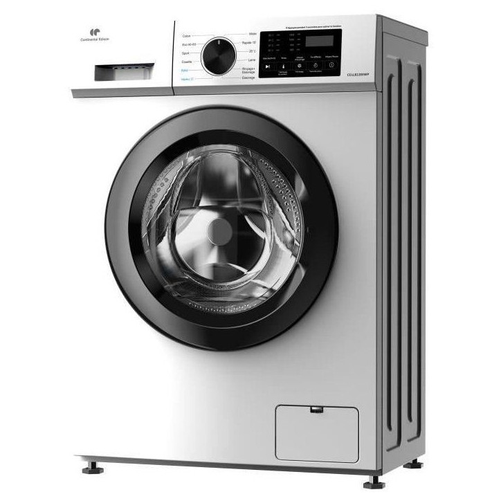 Lave-linge hublot CONTINENTAL EDISON CELL8120IWP - 8 kg - Induction - L60cm - 1200 trs / min - Classe A - Blanc hublot noir Lave-linge hublot CONTINENTAL EDISON CELL8120IWP - 8 kg - Induction - L60cm - 1200 trs / min - Classe A - Blanc hublot noir