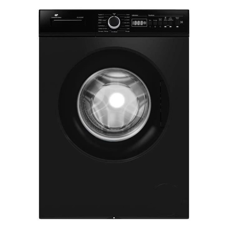 Lave-linge hublot - Pose libre - CONTINENTAL EDISON - CELL812IBP - 8 kg - Induction - 60 cm - 1200 trs/min - Noir mat Lave-linge hublot - Pose libre - CONTINENTAL EDISON - CELL812IBP - 8 kg - Induction - 60 cm - 1200 trs/min - Noir mat